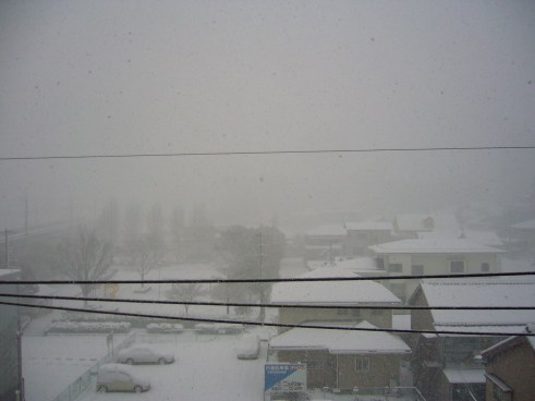 Snow in Toyota City, Japan