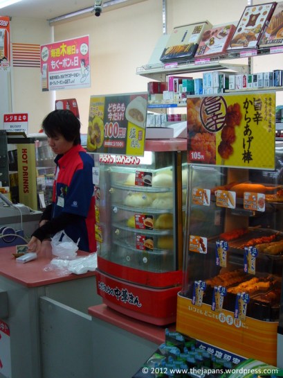 Display cases with hot snacks in the convenience store