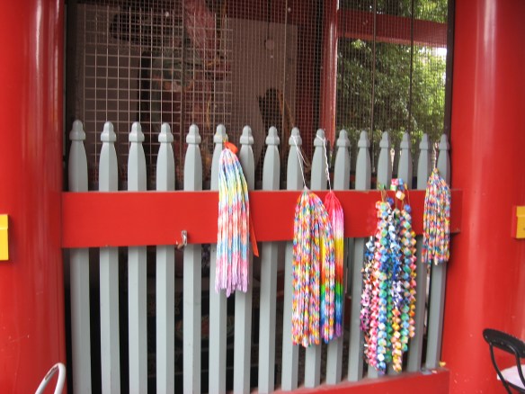 a thousand paper cranes in osu kannon temple in nagoya