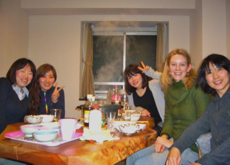 friends at a japanese nabe party