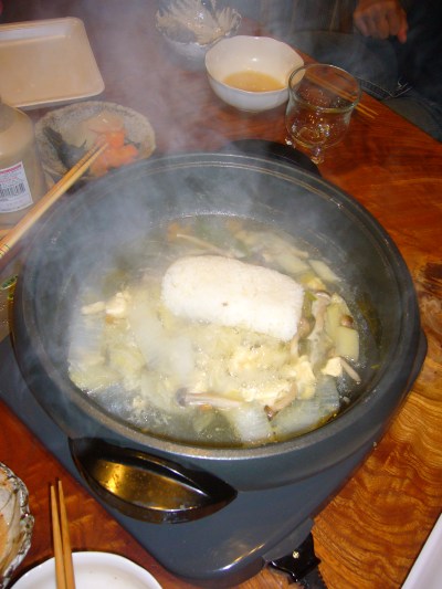 japanese nabe party rice added